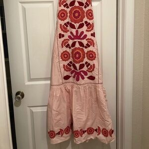 Zara embroidered maxi / midi pink dress
